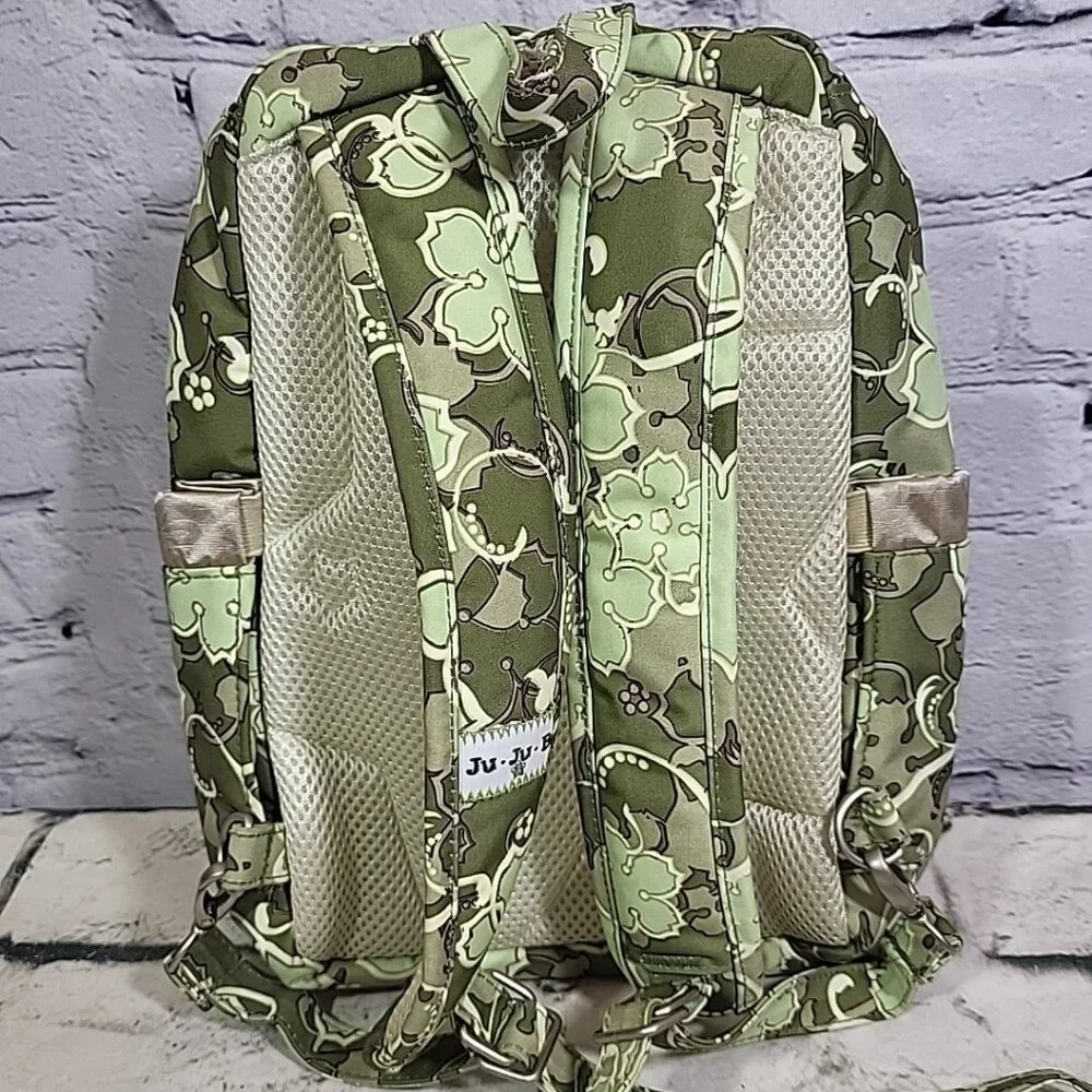 Ju-Ju-Be PackaBe‎ Diaper Bag Backpack Mint Julep Green Print Multi-Pocket